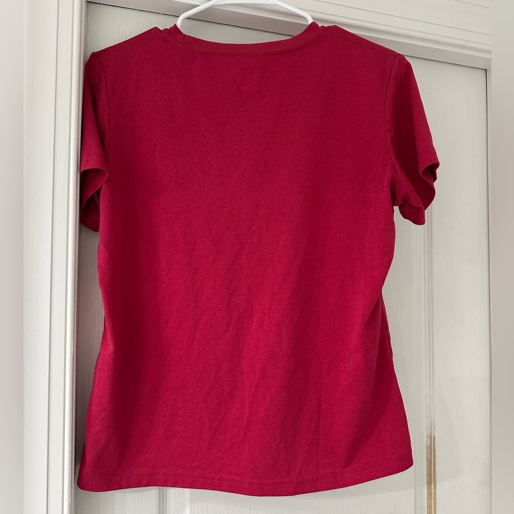Nike Kids Dark Pink Dry Fit Short Sleeve Embroidered Logo Tee Size L (12-14) - Picture 3 of 7